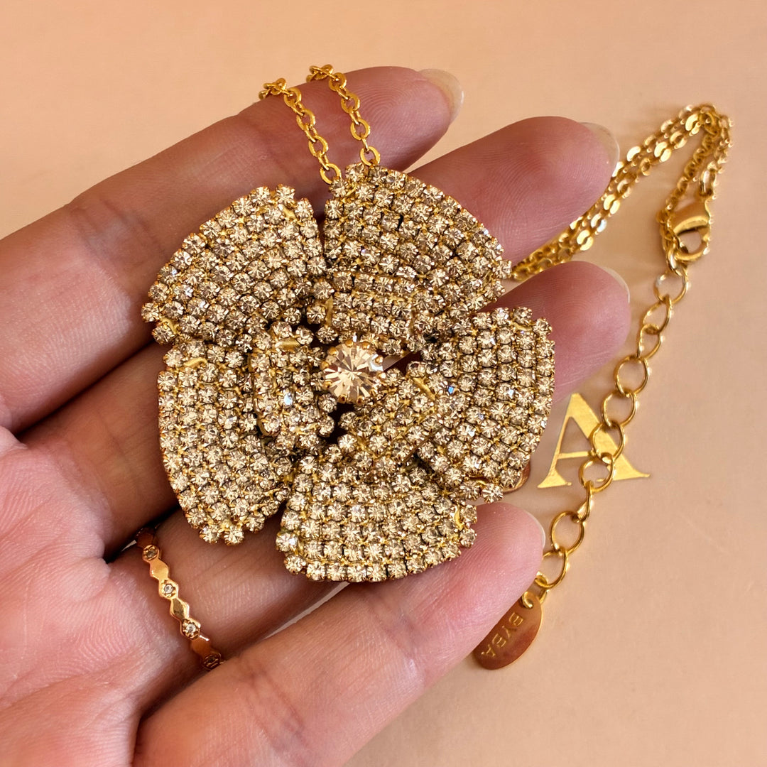 Big Flowers Bronze Swarovski crystals set