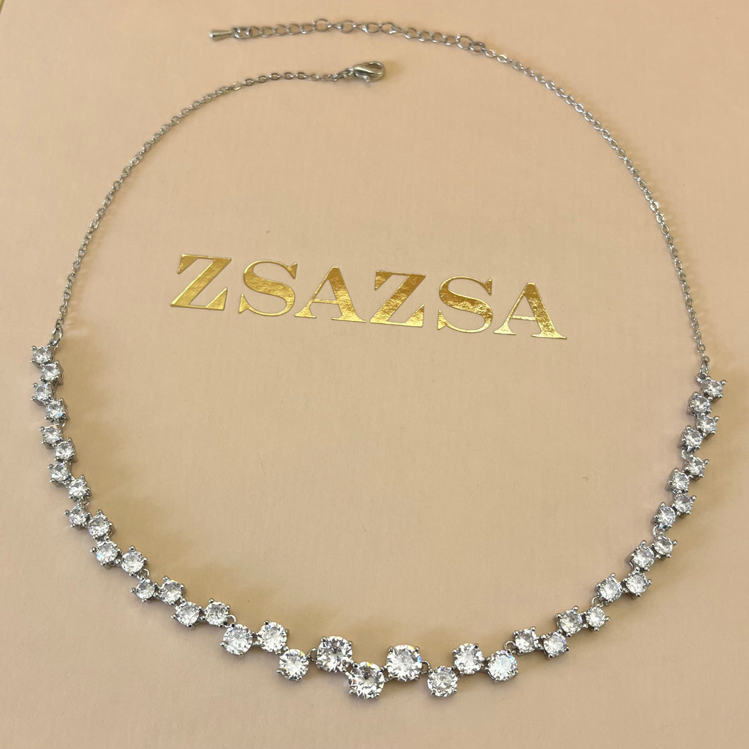 Silver zircone teardrop set