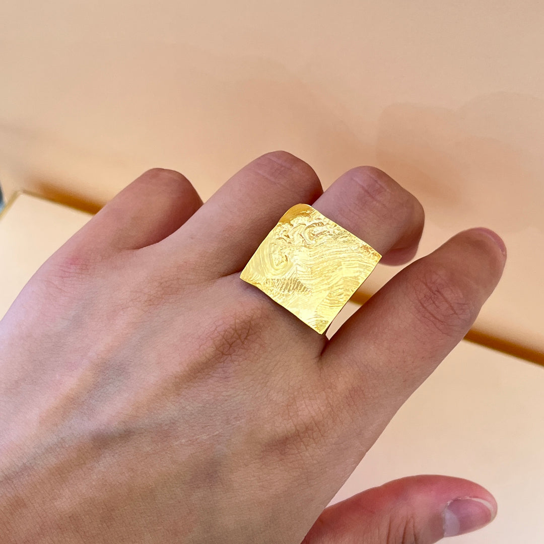 Gold handmade studs & ring