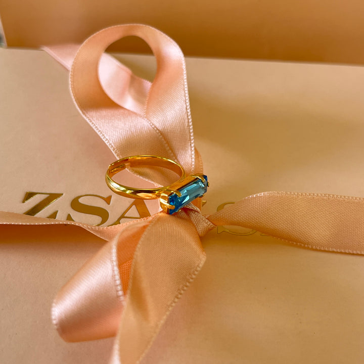 Turquoise Swarovski crystal ring