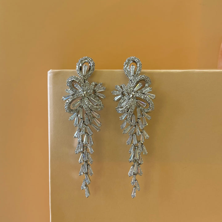 Silver zircone baguette earrings