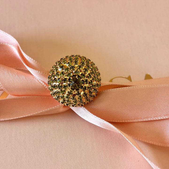 Half ball green Swarovski crystals ring