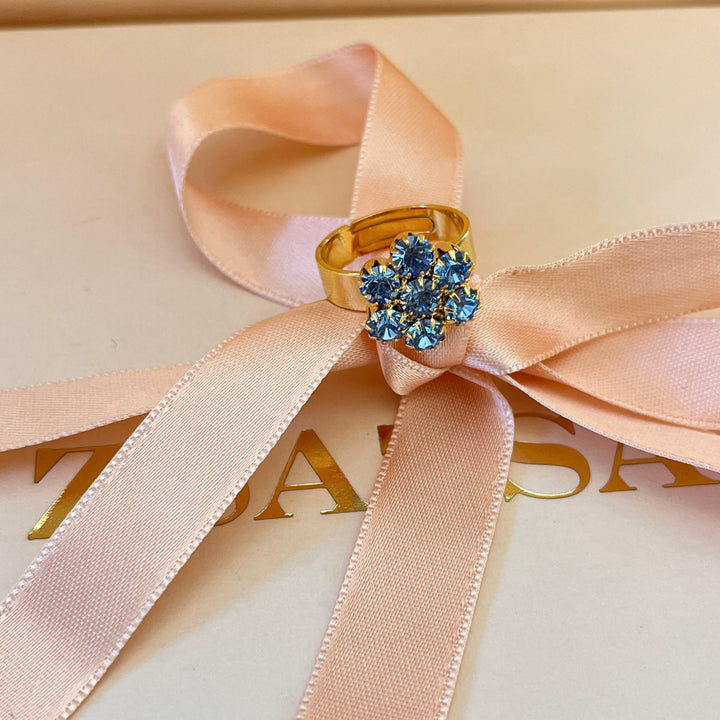 Light blue Preciosa crystals flower ring