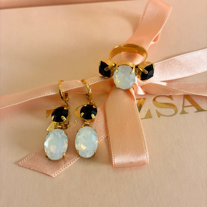 Black and white preciosa crystals set