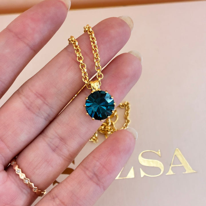 Navy blue Preciosa crystals gold plated set