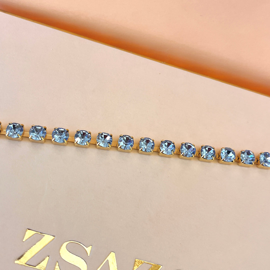 Light blue Swarovski crystals tennis bracelet