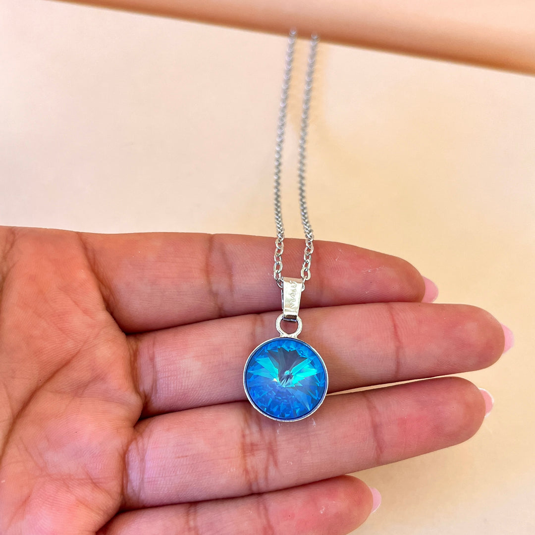 Intense light blue Swarovski crystals pendant, bracelet & ring