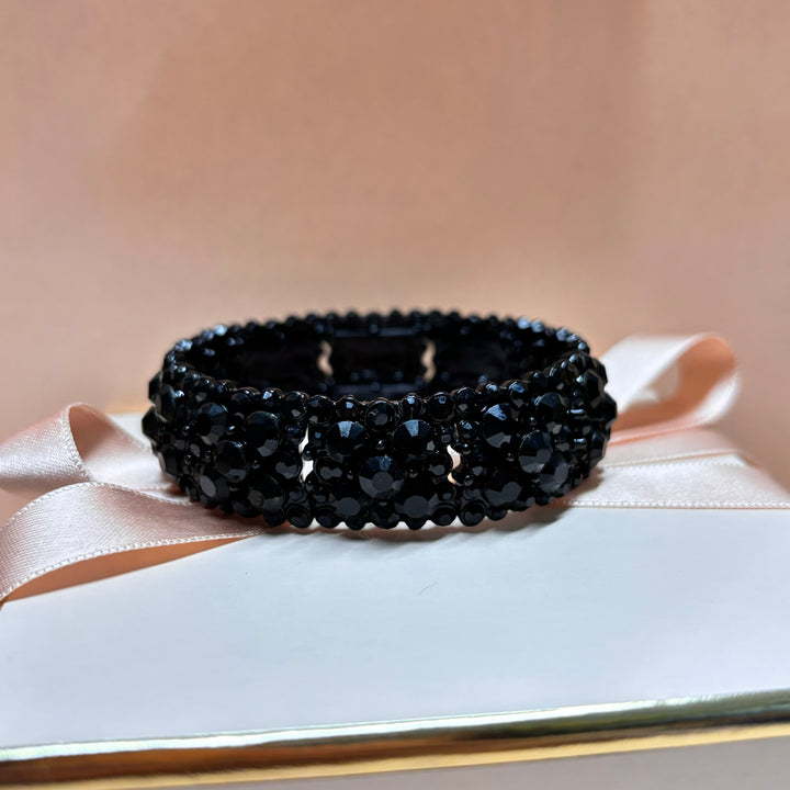 All black rhinestone bangle