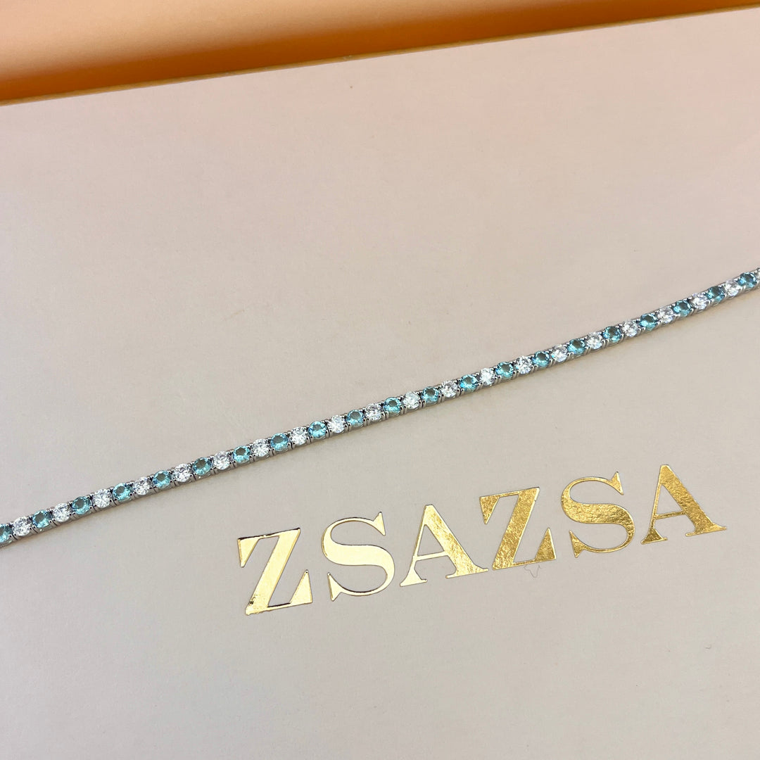 Light blue zircone tennis bracelet