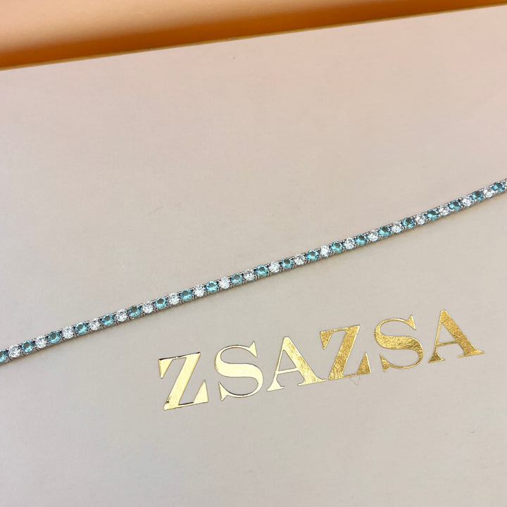 Light blue zircone tennis bracelet
