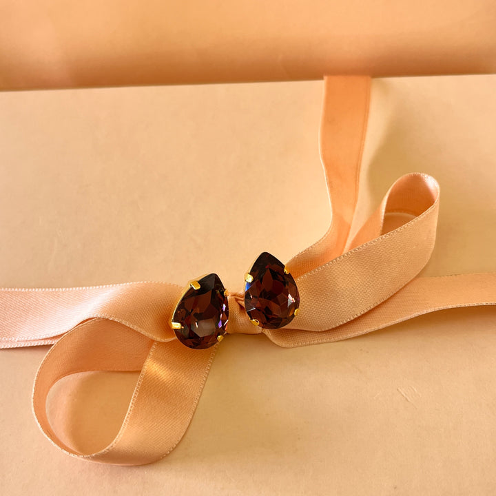 Purple teardrop preciosa crystals set