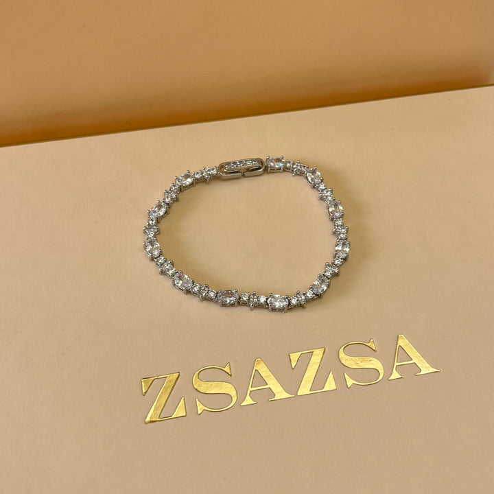 Silver zircone teardrop set