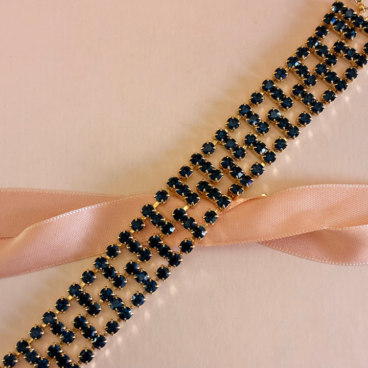 Thick navy blue preciosa crystals bracelet