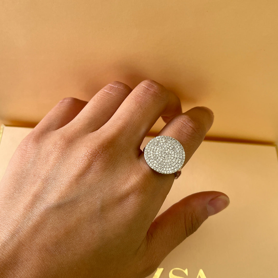 Silver round zircone set