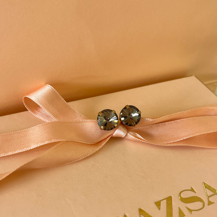 Grey preciosa crystals studs