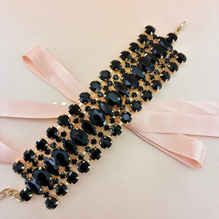 Statement black thick bracelet