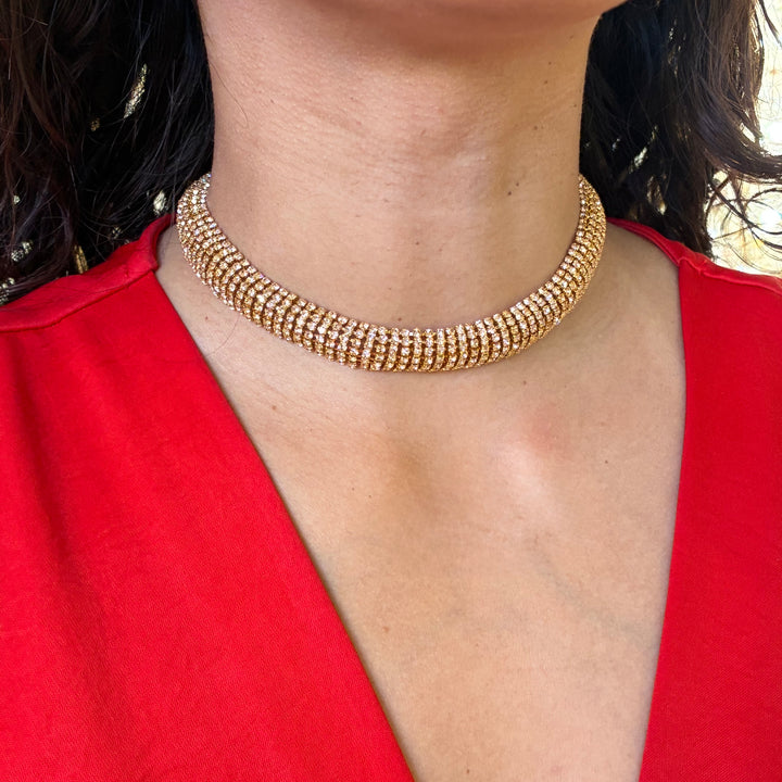 Peach Swarovski crystals choker