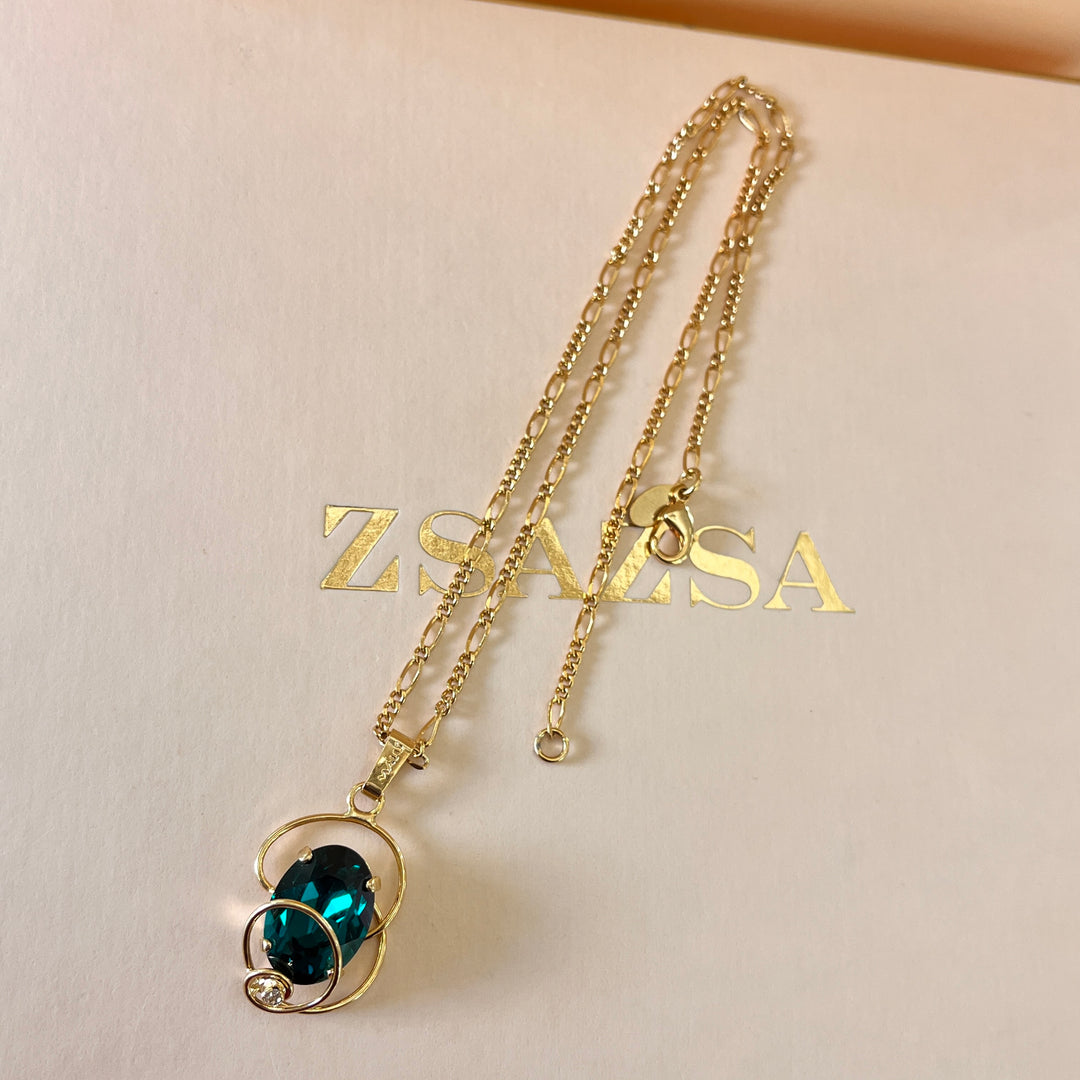 Dark green preciosa crystal twisted pendant