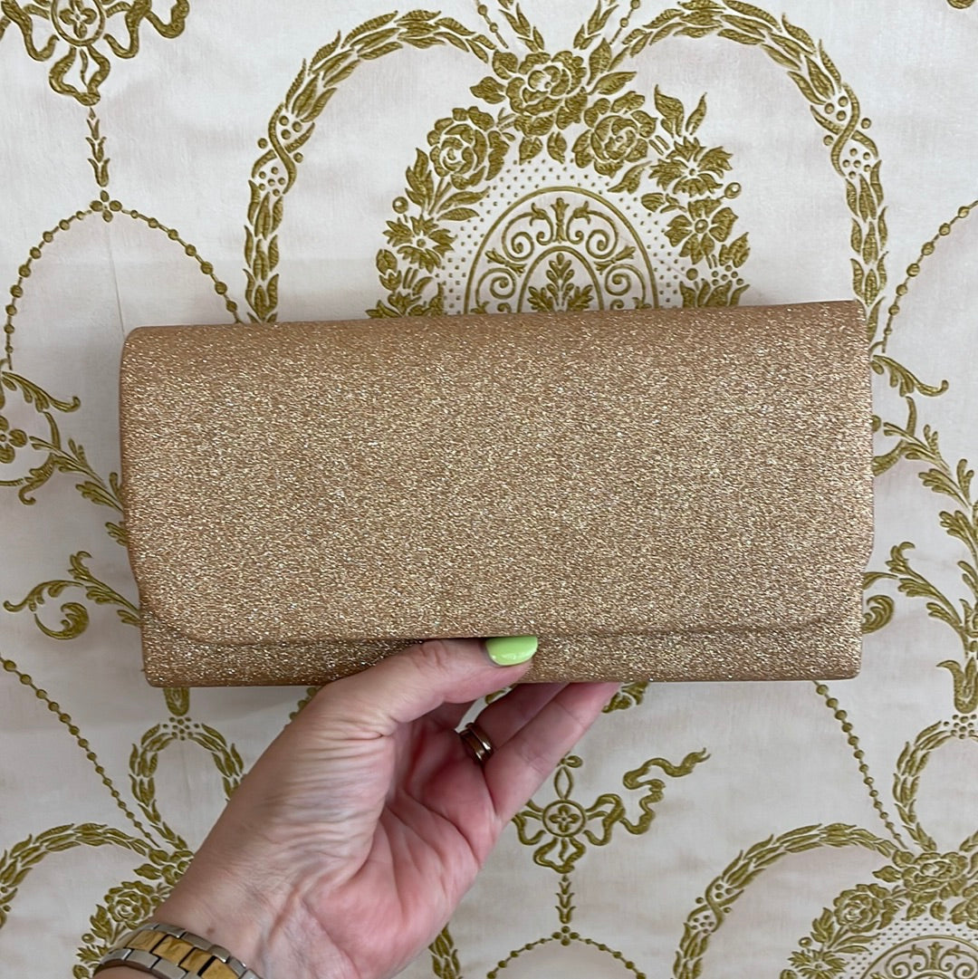 Rose gold evening clutch bag