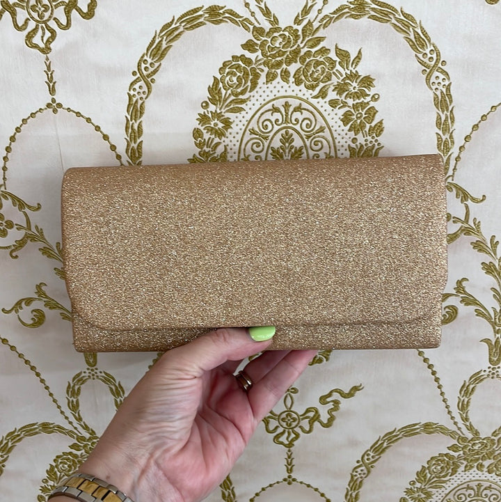 Rose gold evening clutch bag