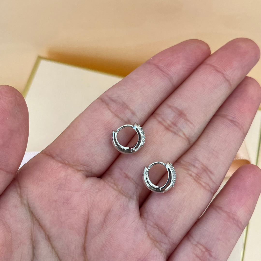 Silver zircone small hoops