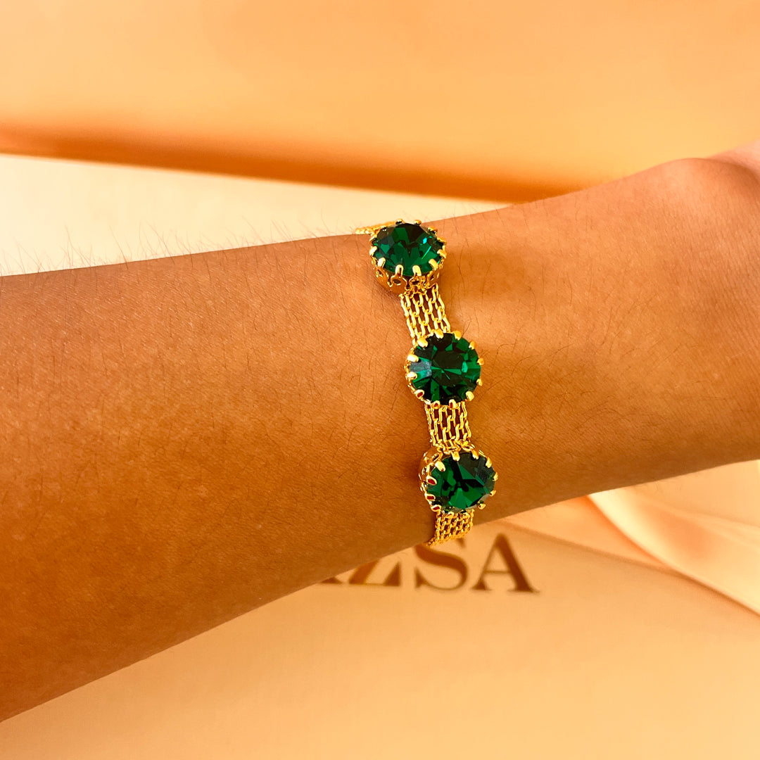 Dark green preciosa crystals set