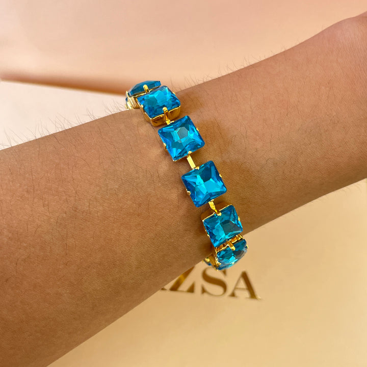 Turquoise preciosa crystals bracelet