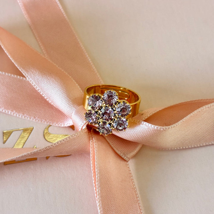 Lilac Preciosa crystals gold plated flower set