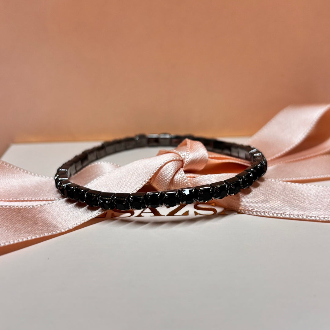 Dainty black rhinestone bracelet