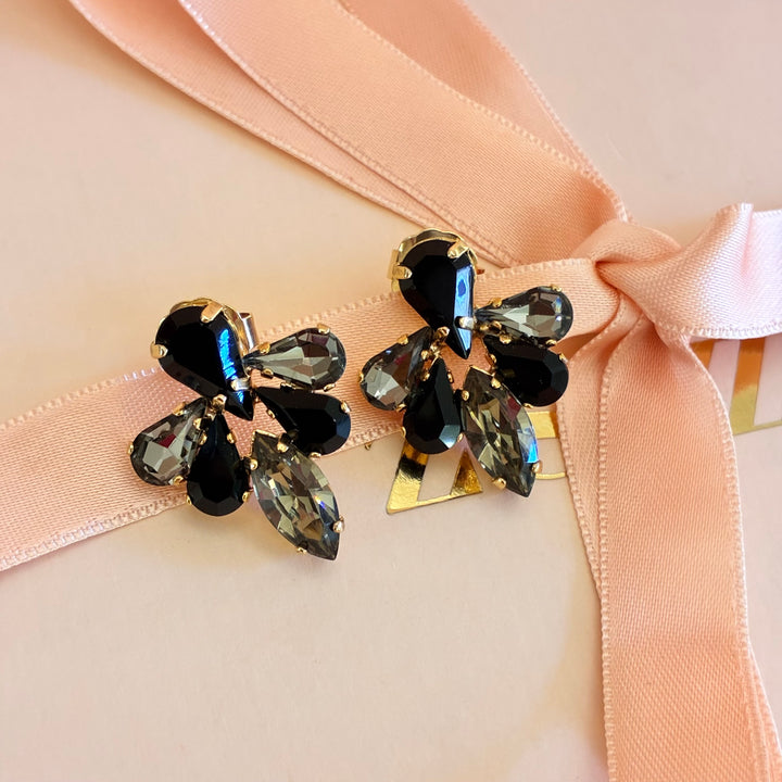 Black and grey preciosa crystals earrings