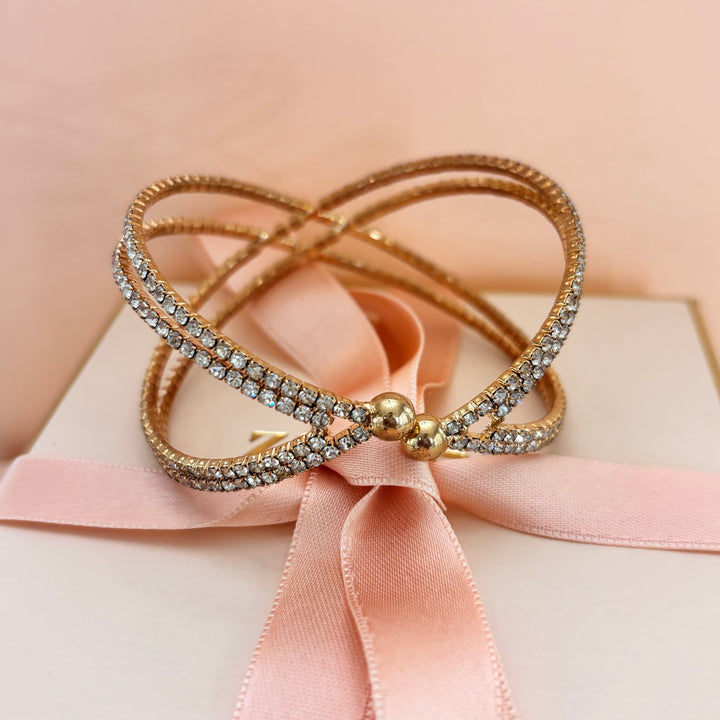 Rhinestone gold bangle