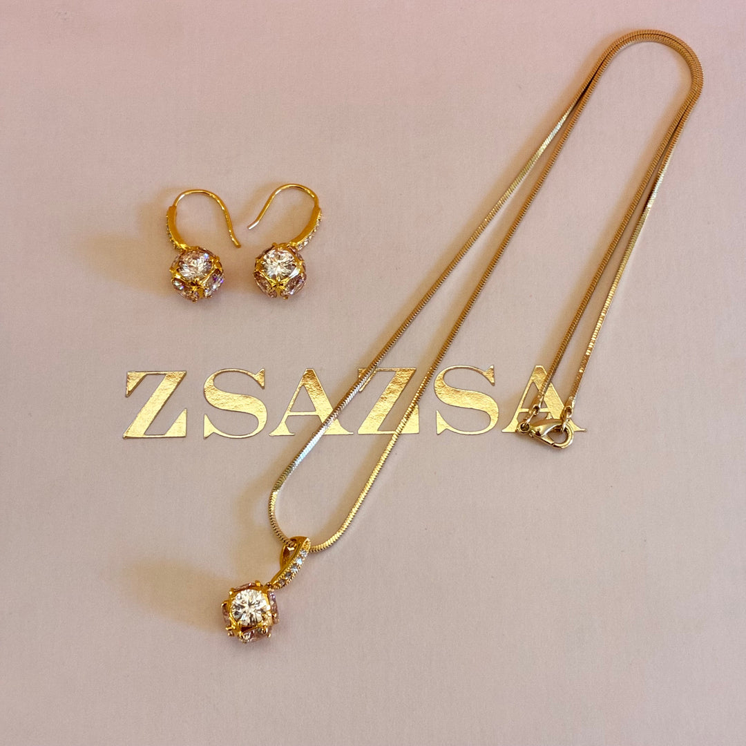 Peach zircone gold plated pendant