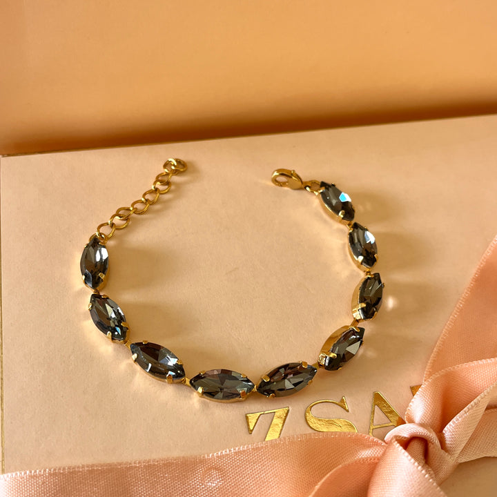 Grey marquise preciosa crystals bracelet