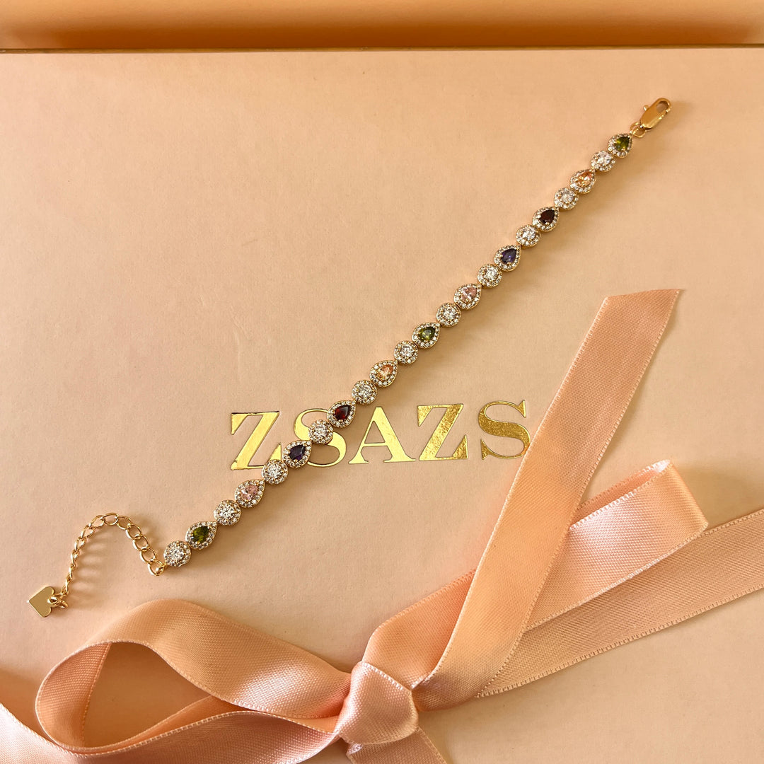 Multicolor zircone earrings and bracelet