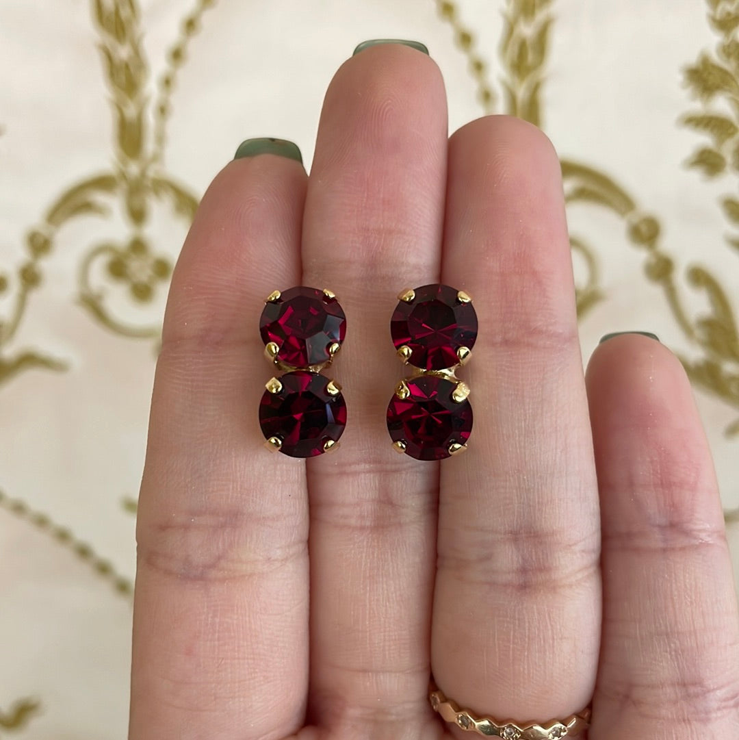 Red Preciosa Crystals studs earrings