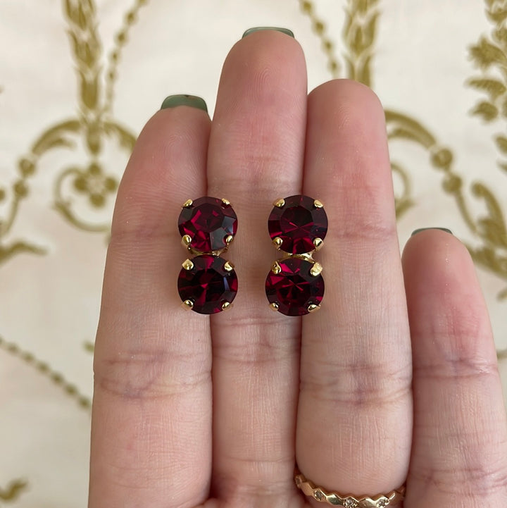 Red Preciosa Crystals studs earrings