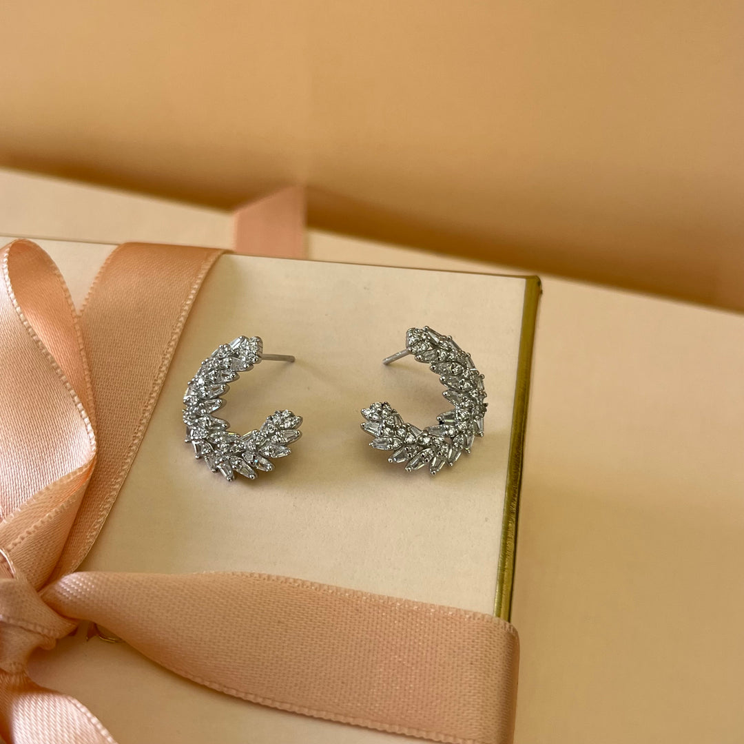 Silver marquise zircone earrings