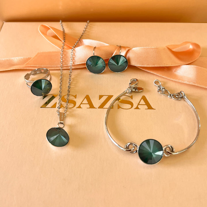 Dark green Swarovski crystals set