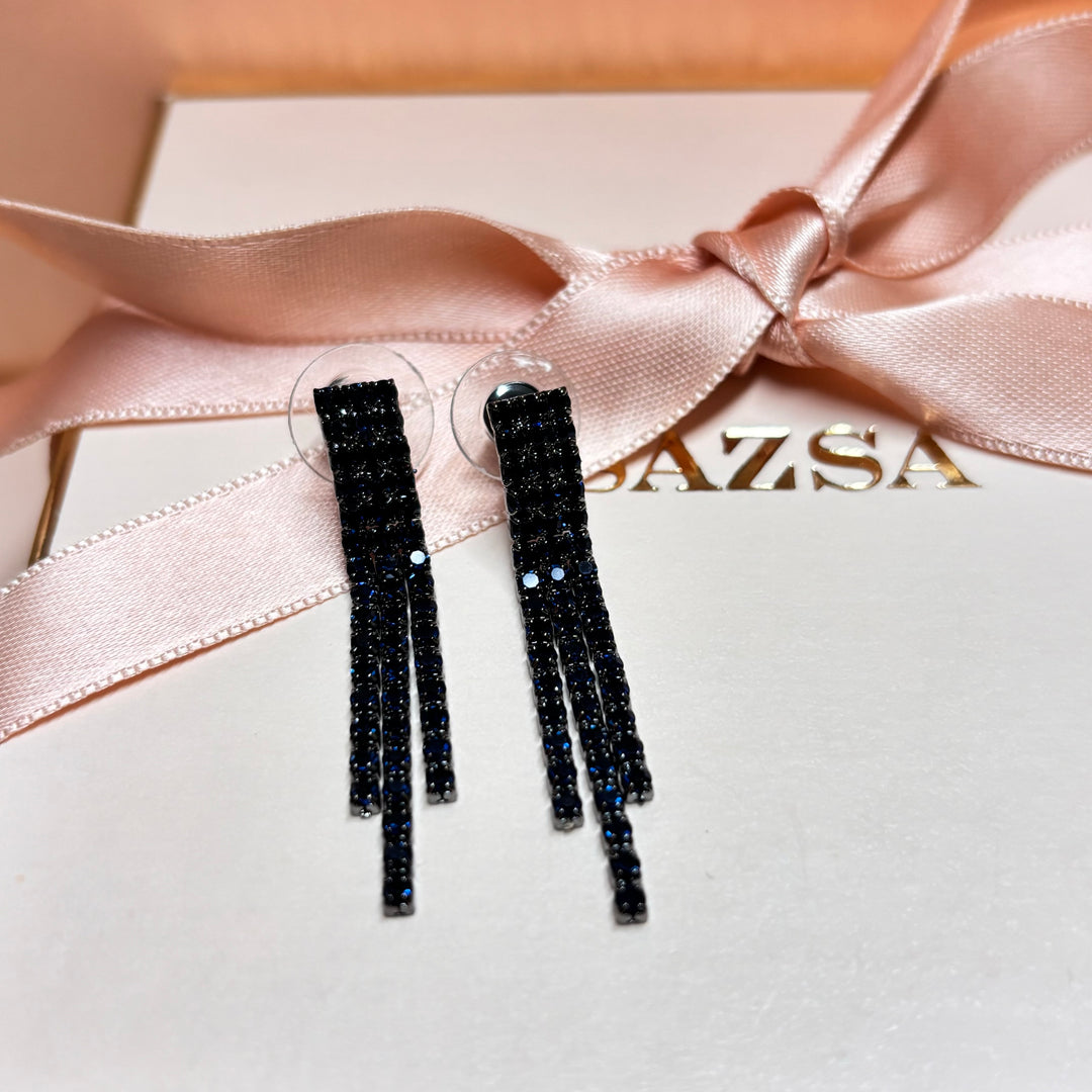 Fringe navy blue rhinestone set