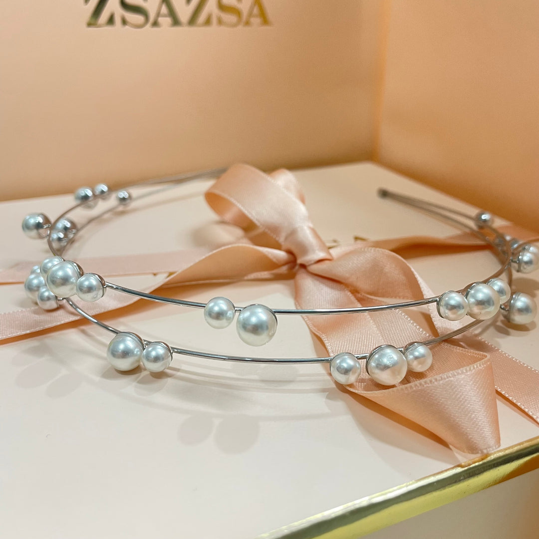 Simple 2 row pearl headband
