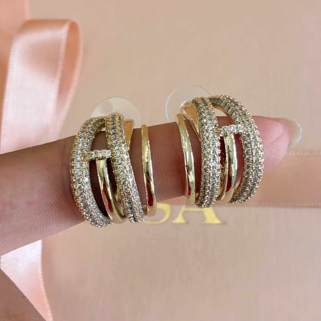 Gold plated zircone hoops