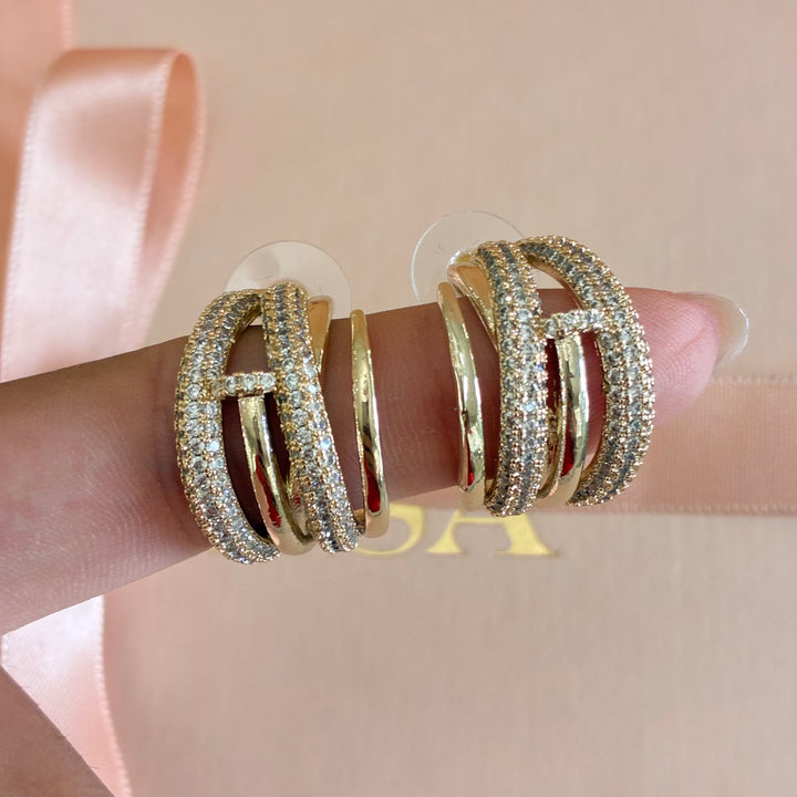 Gold plated zircone hoops