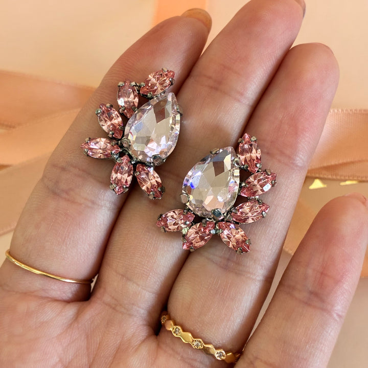 Pink teardrop silver plated set