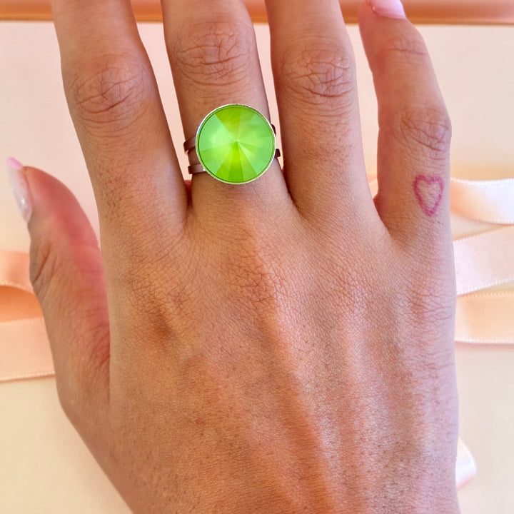 Green Swarovski crystals silver set