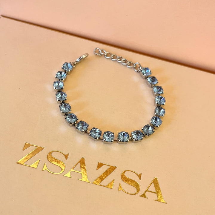 Light blue Swarovski crystals tennis bracelet
