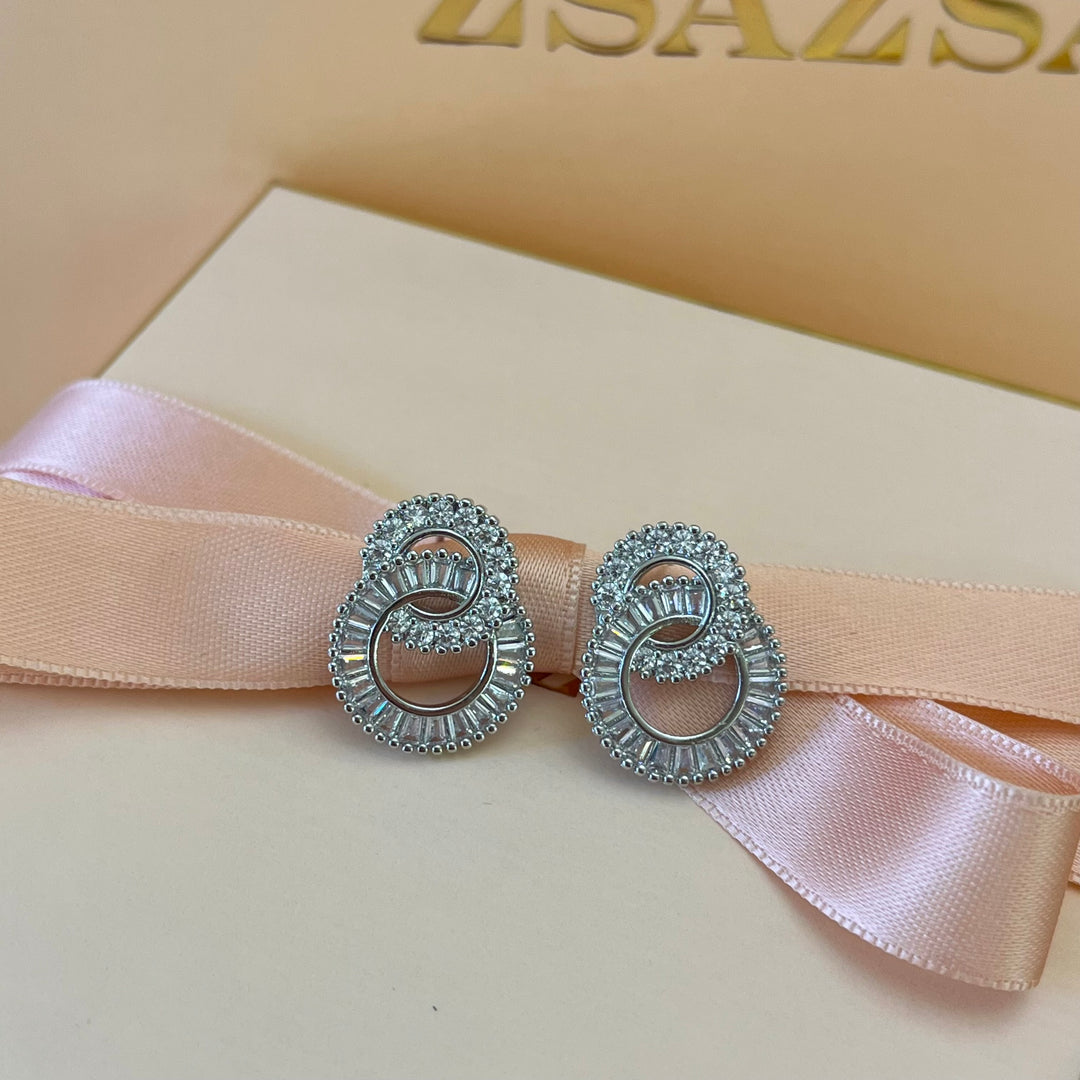 Silver zircone baguette studs