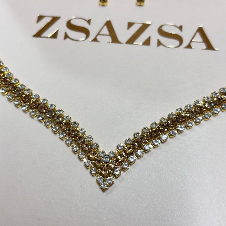 Bronze rhinestone gold plated set