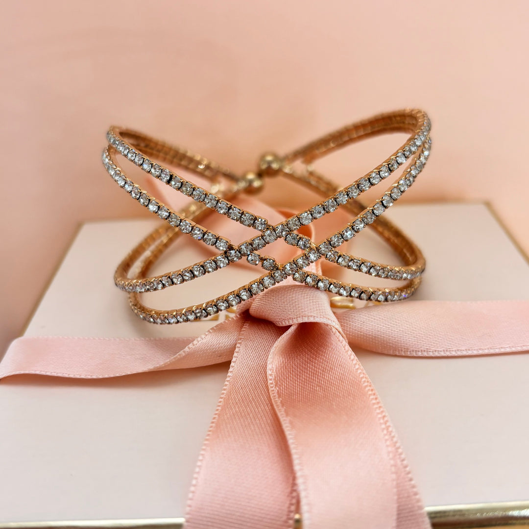 Rhinestone gold bangle