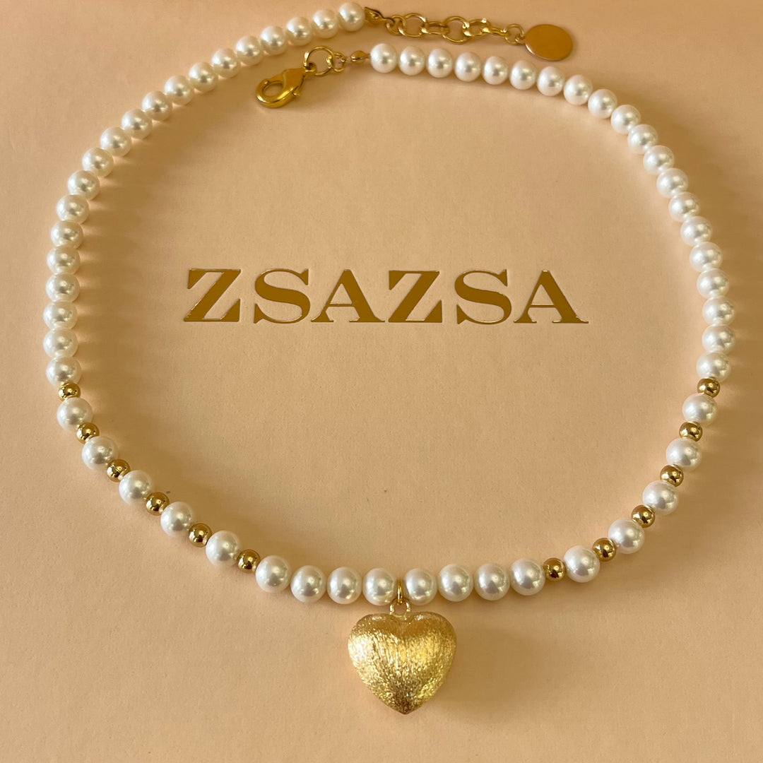 Heart gold & pearls set
