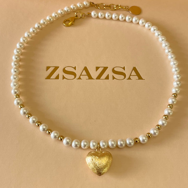 Heart gold & pearls set